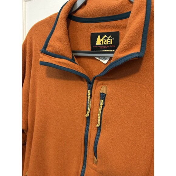 REI Co-op Trailsmith Polartec Fleece Men's M Basic Hiking Jacket Orange Zip-Up - Picture 3 of 8